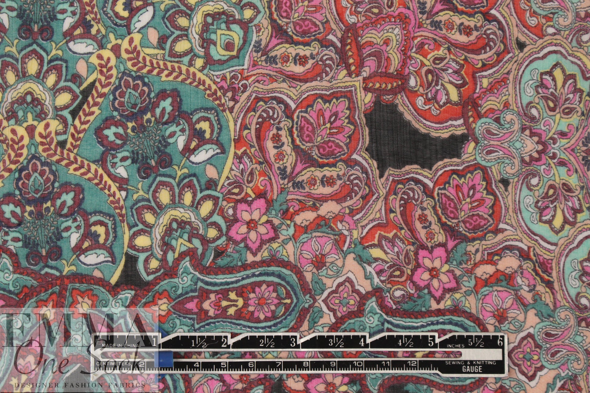 Italian paisley montage crinkle silk/viscose woven