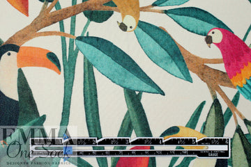 Italian designer 'jungle birds' viscose/silk twill woven 1.25 yds