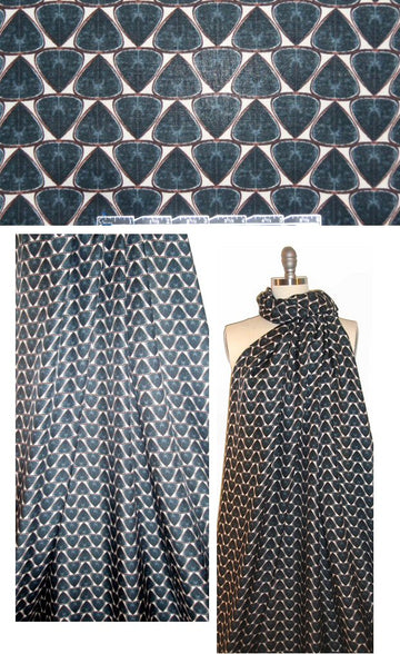 Italian graphic design silk/viscose drapey twill woven