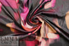 Italian burgundy abstract viscose/silk satin face woven .875 yds
