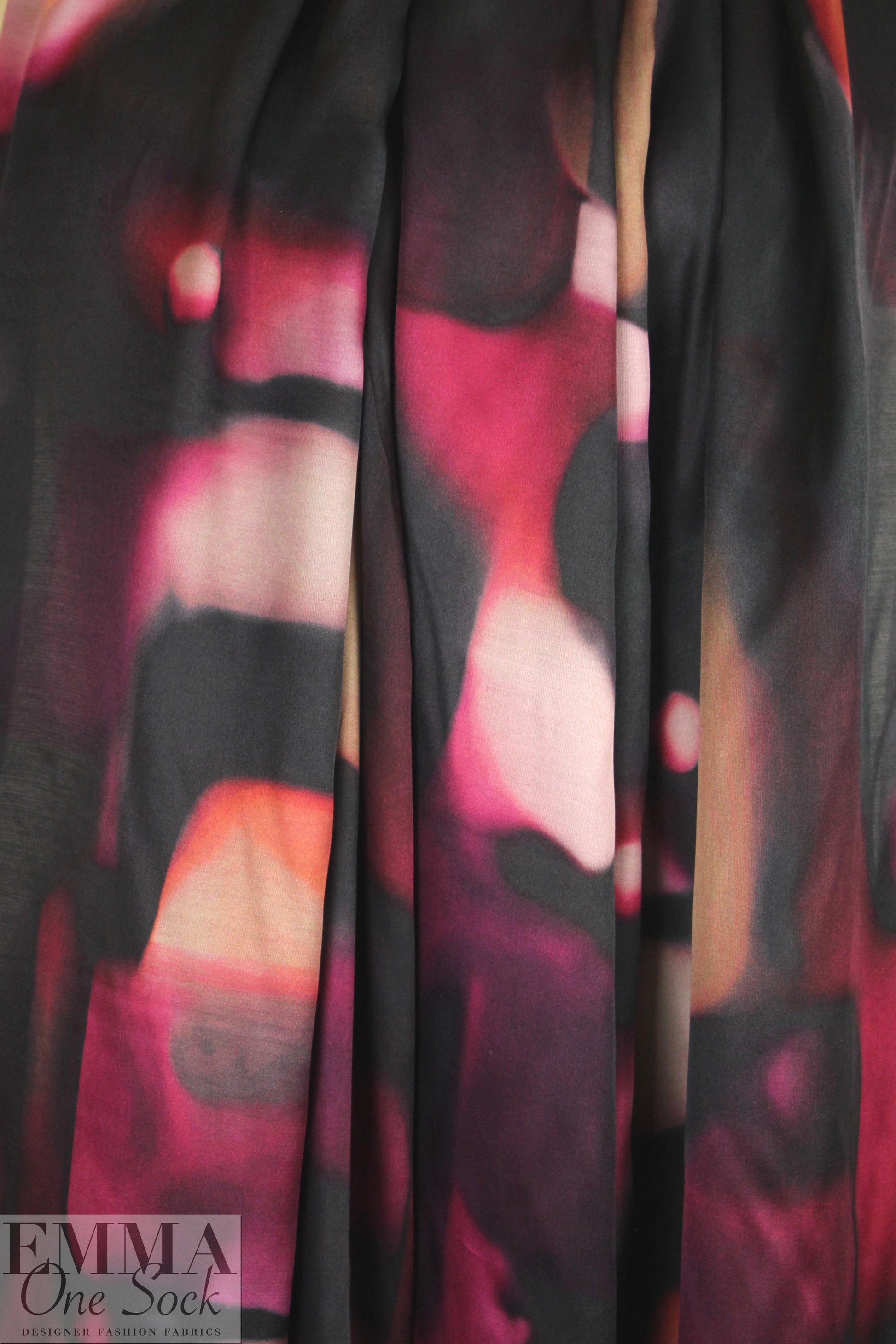 Italian burgundy abstract viscose/silk satin face woven .75 yds