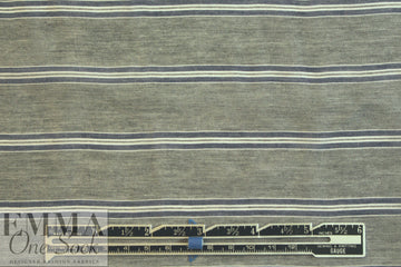 Italian viscose/silk yarn dyed voile - gray/navy stripe