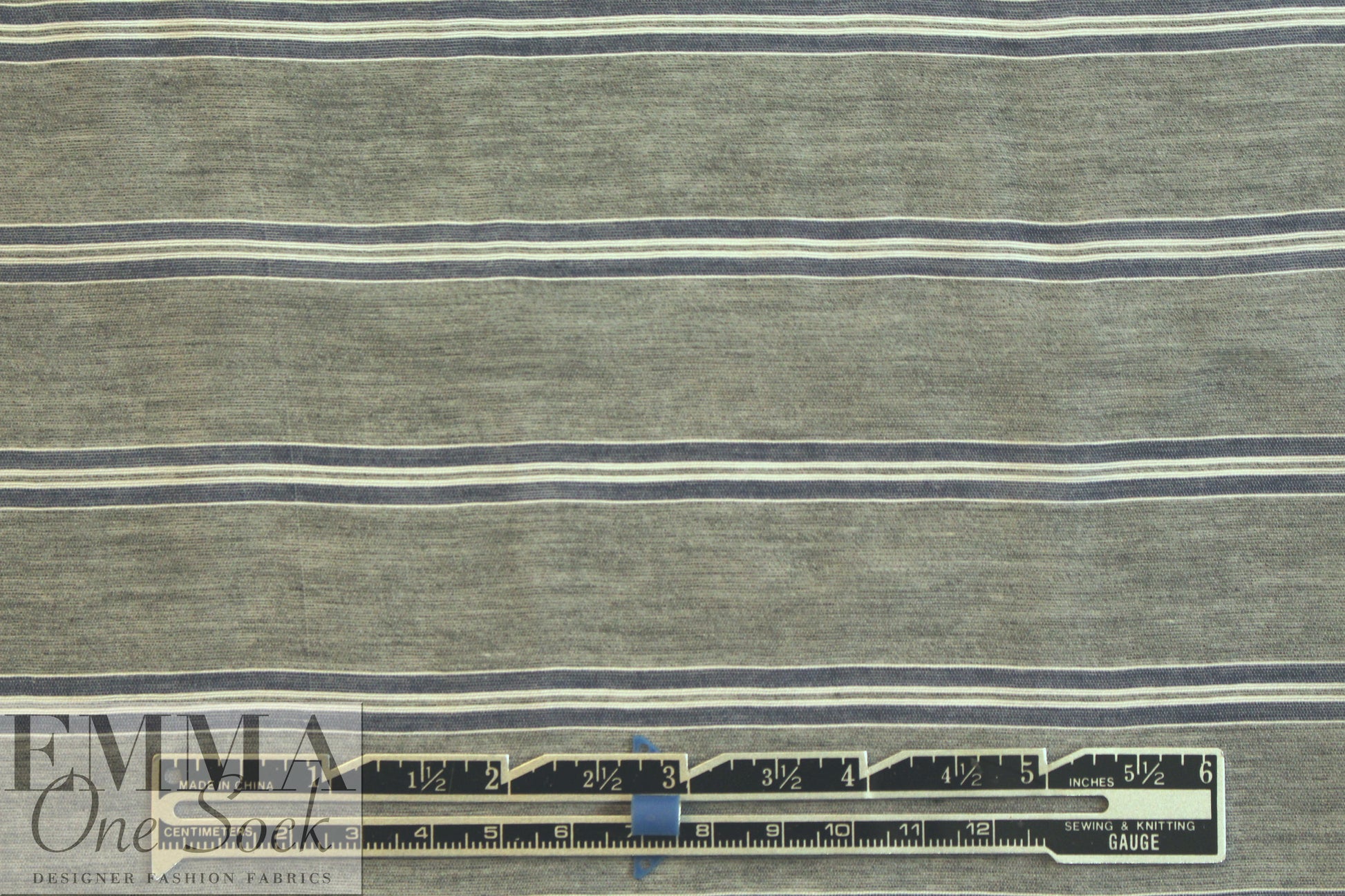 Italian viscose/silk yarn dyed voile - gray/navy stripe 1.75 yds