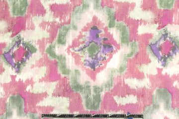 CA designer viscose/silk voile - pink/green motif 1.25 yd
