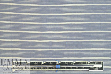 Italian viscose/silk yarn dyed voile - chambray/ivory stripe 1.5 yds