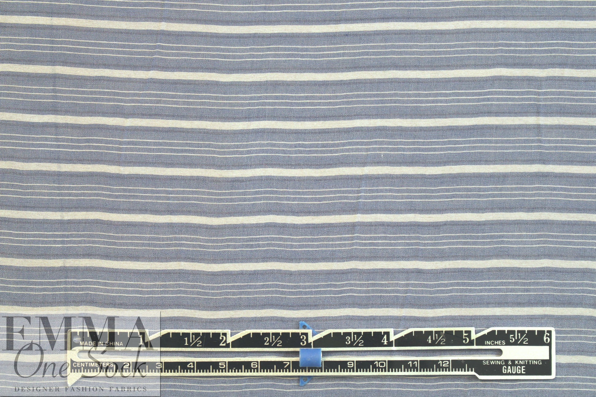 Italian viscose/silk yarn dyed voile - chambray/ivory stripe .875 yds