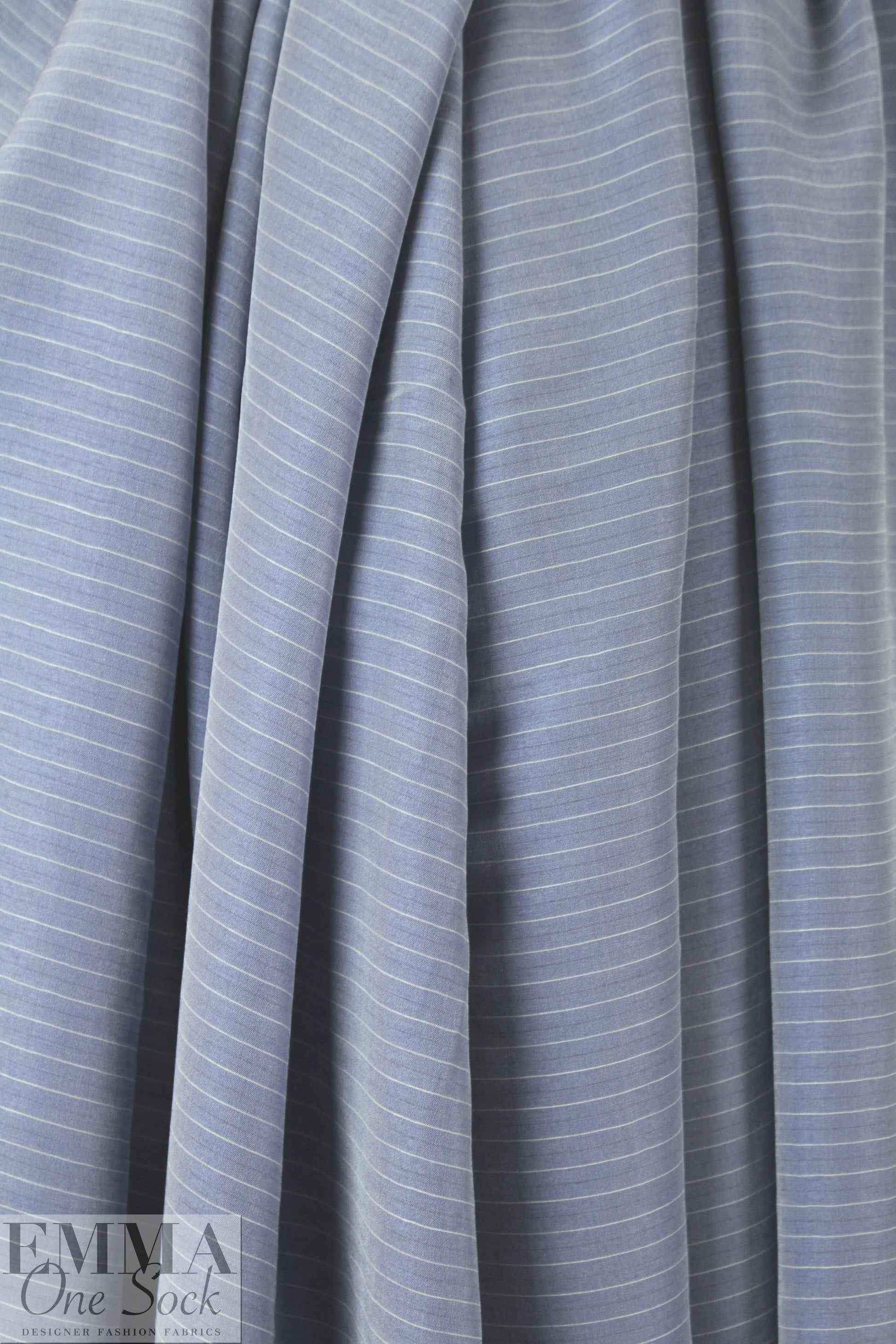 Italian viscose/silk yarn dyed voile - chambray stripe