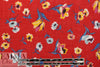 Italian red with flowers crinkle silk/viscose woven 1.125 yds