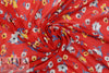 Italian red with flowers crinkle silk/viscose woven 1.66 yd
