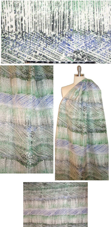 NY designer silk/viscose hatchy abstract woven 1.625 yd