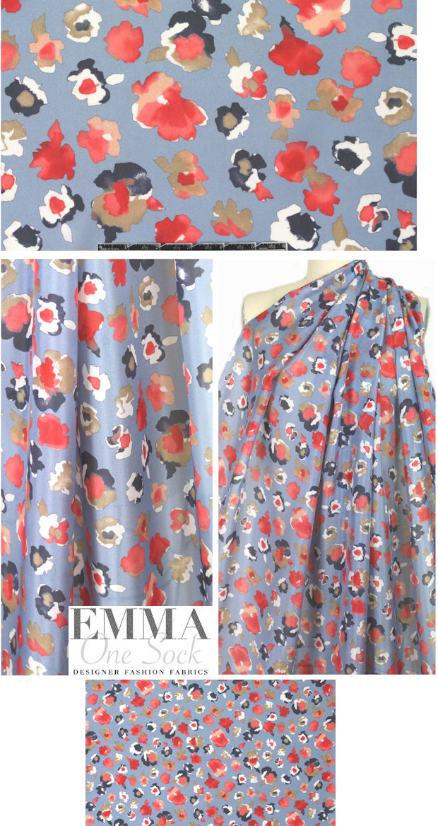 Mani1a Grace Italian stylized floral silk satin chiffon