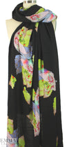 Italian cloisonne' flowers motif printed silk voile