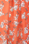 Italian silk voile - b/w flowers on mandarin red