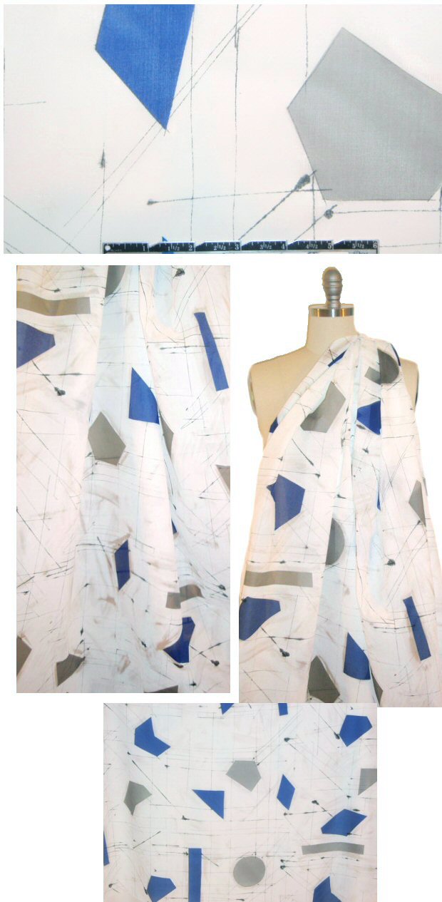 Italian silk voile shirting - modern art