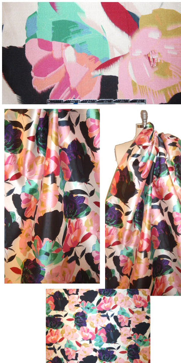 J. Crew stylized floral design silk/wool twill