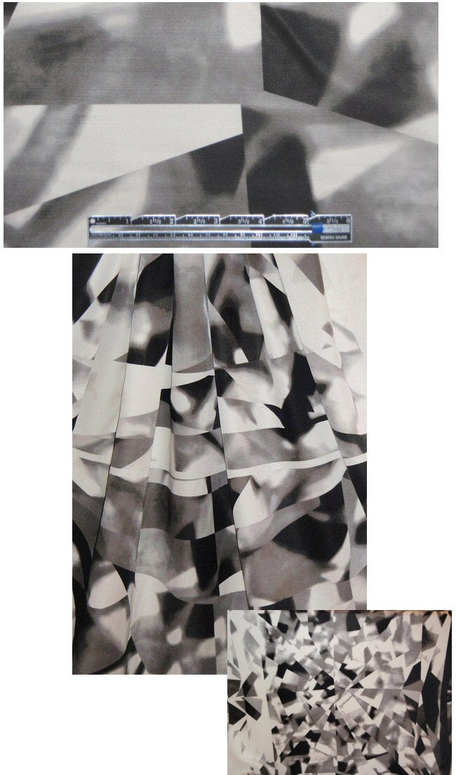 0scar gray/cream prism abstract silk satin panel