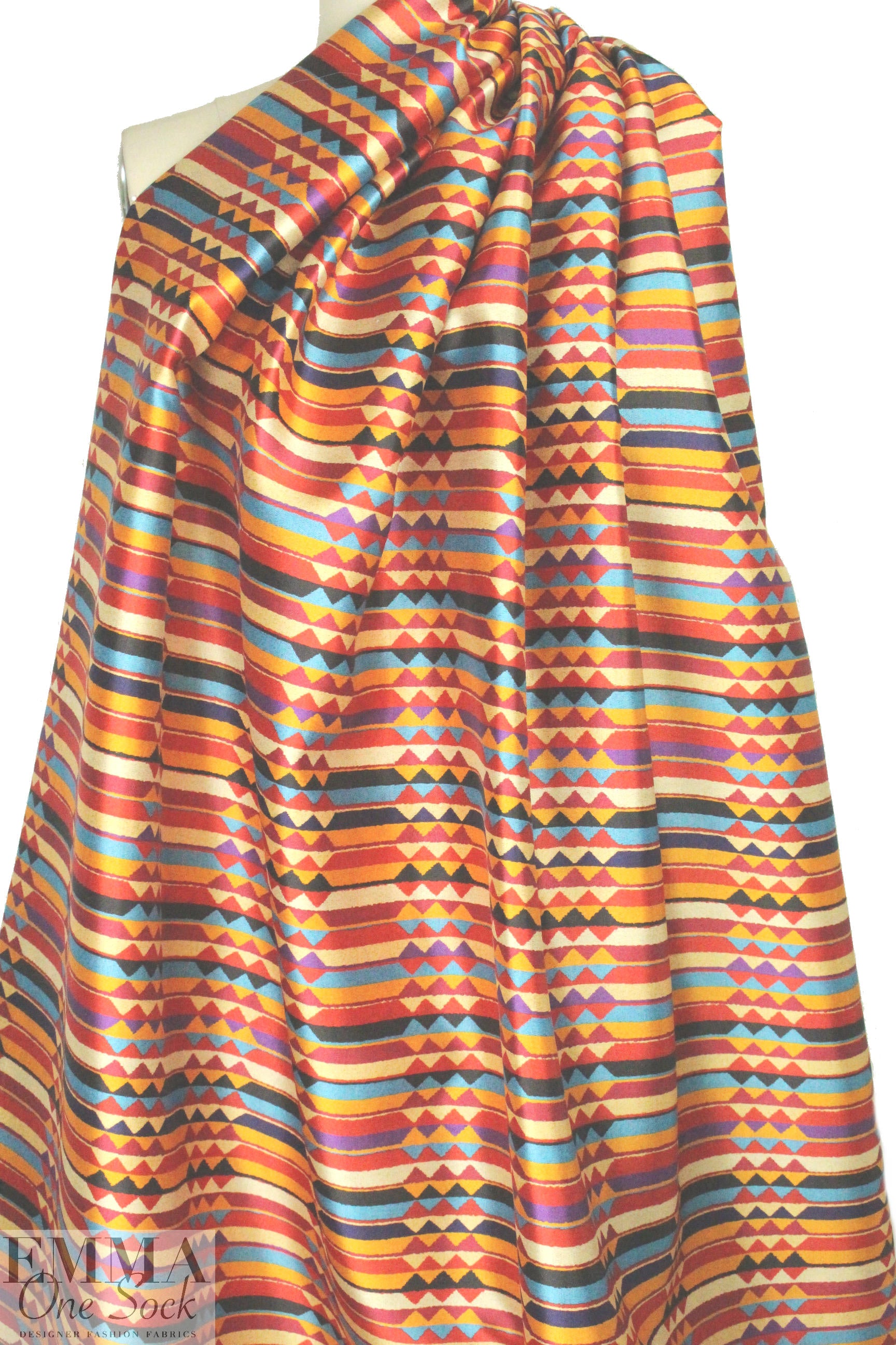 NY designer stripes and diamonds graphic wool/silk woven