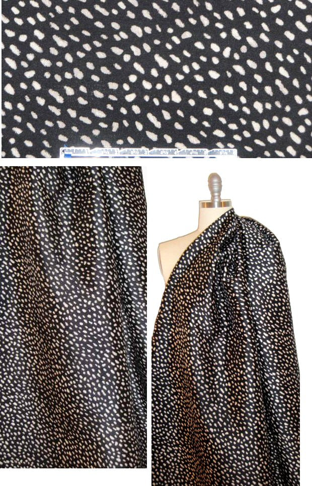 NY designer black/ecru dotty wool/silk woven 1.875 yd