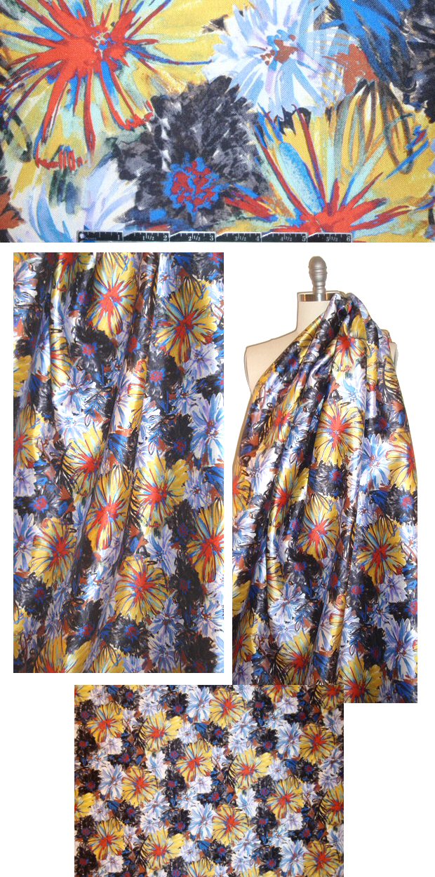 famous designer painted flowers wool/silk woven