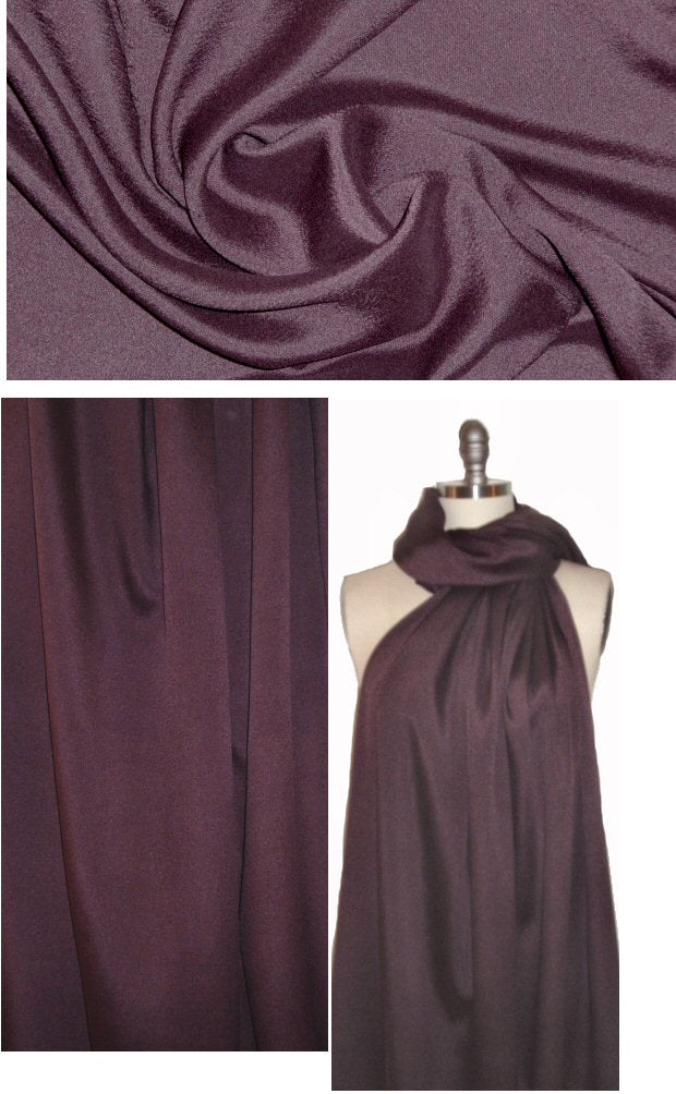 Italian fine weave wool/silk stretch woven - deep plum 1 yard