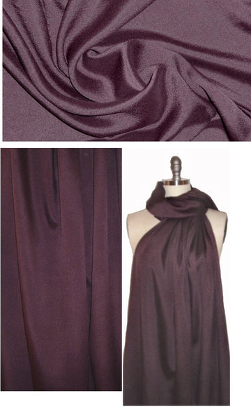 Italian fine weave wool/silk stretch woven - deep plum 1 yard
