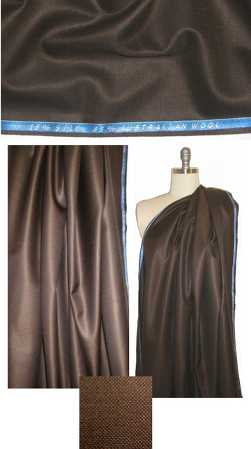 Australian wool and silk sharkskin suiting - espresso .875 yds