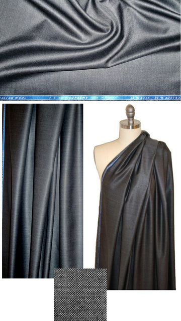 Australian wool and silk sharkskin suiting - gunmetal 3 yd