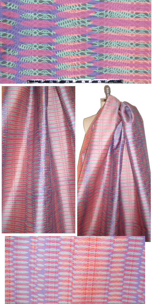 NY designer pink/purple graphic silk/cotton woven