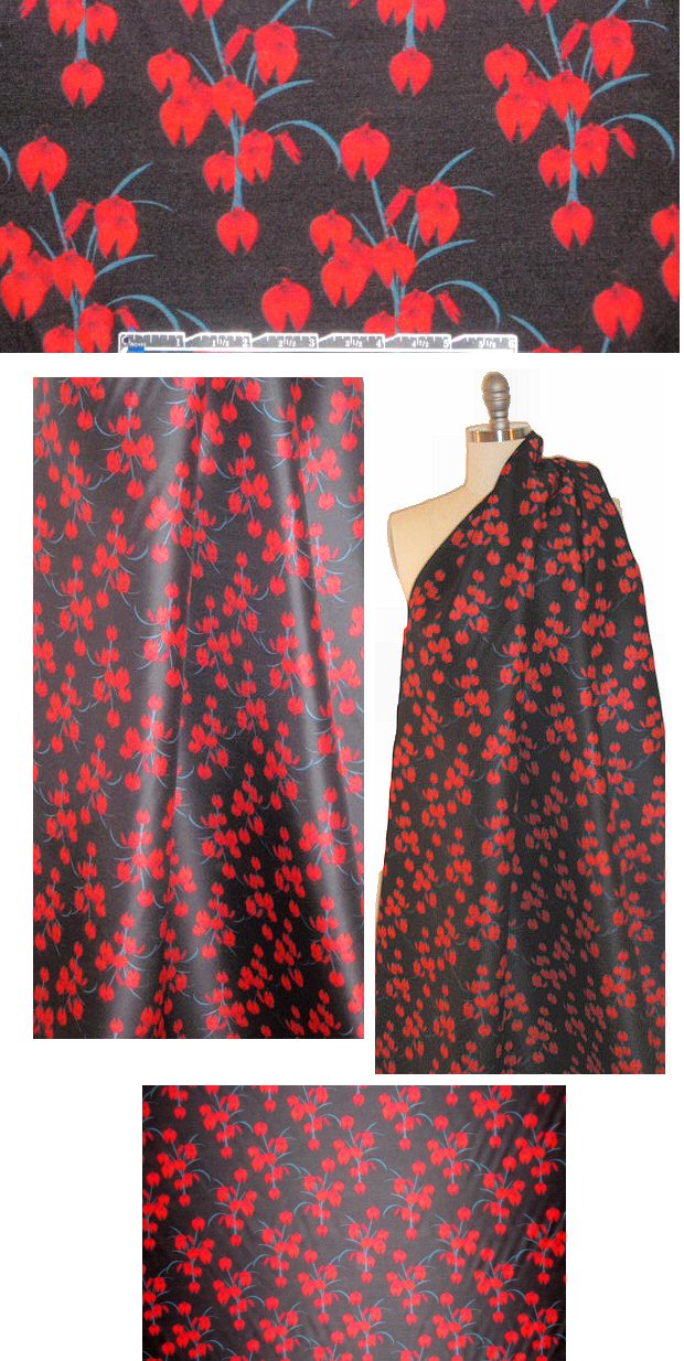 NY designer floral clusters wool/silk woven