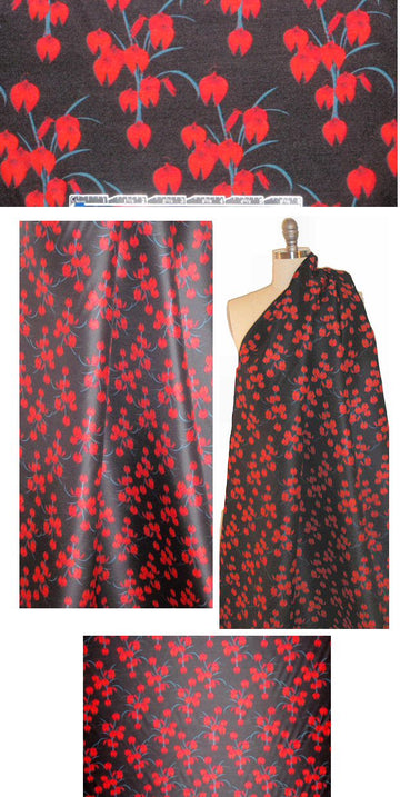NY designer floral clusters wool/silk woven