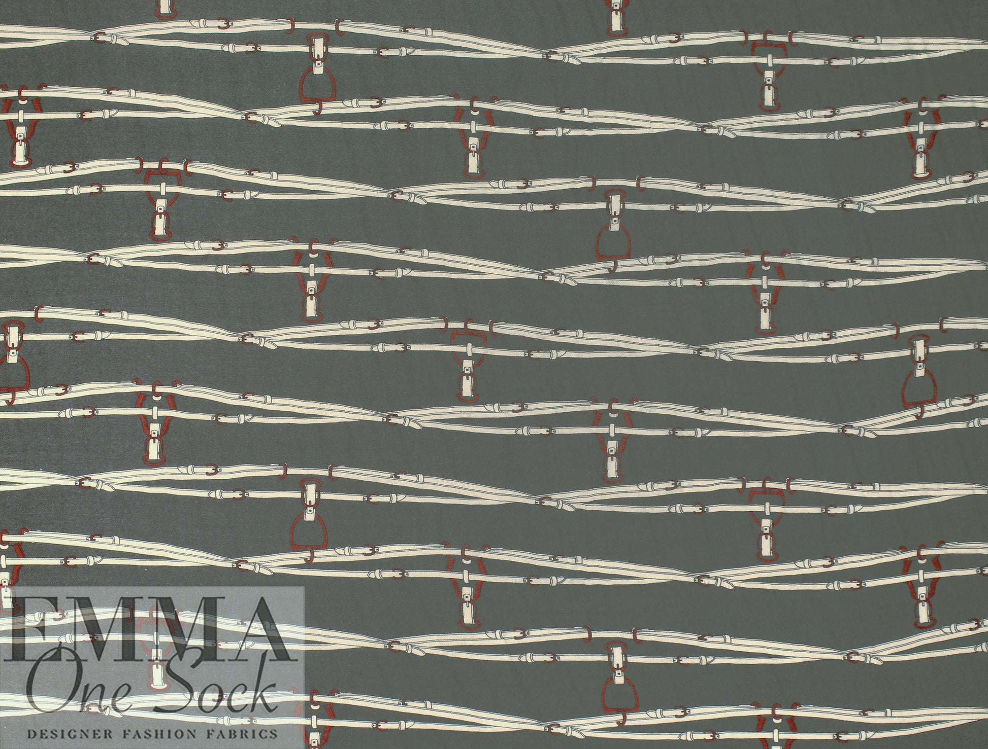 Hermes silk/wool twill woven - belted graphic 1.625 yd