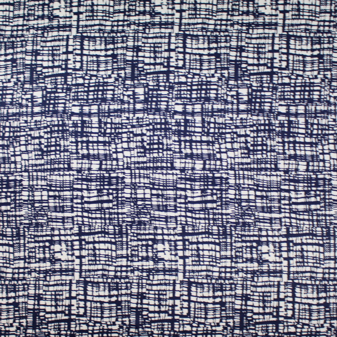 M@x Mara crosshatch silk charmeuse - navy/ivory 1.25 yds