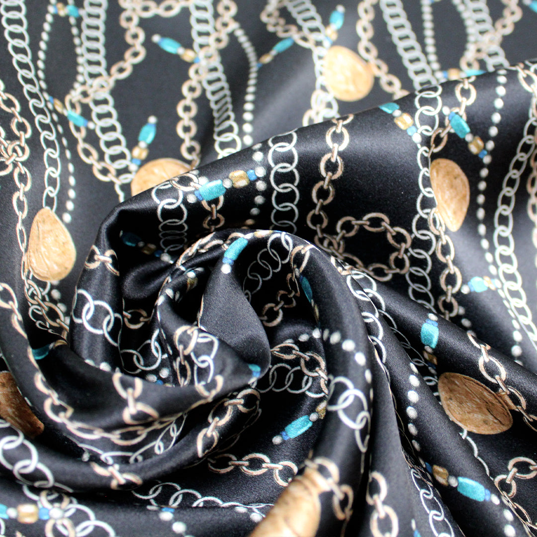 French 'coin necklace' silk charmeuse 1.4 yds
