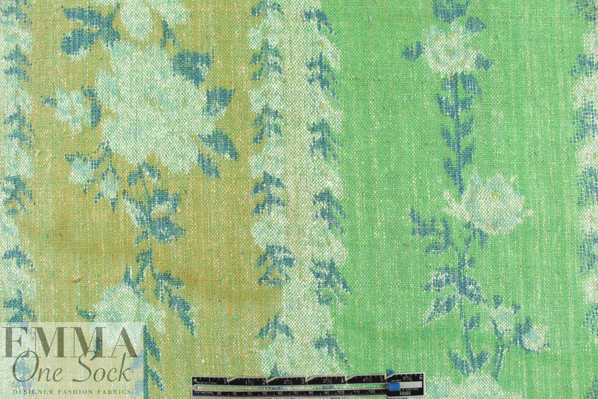 NY designer decorative floral stripe silk tweed suiting