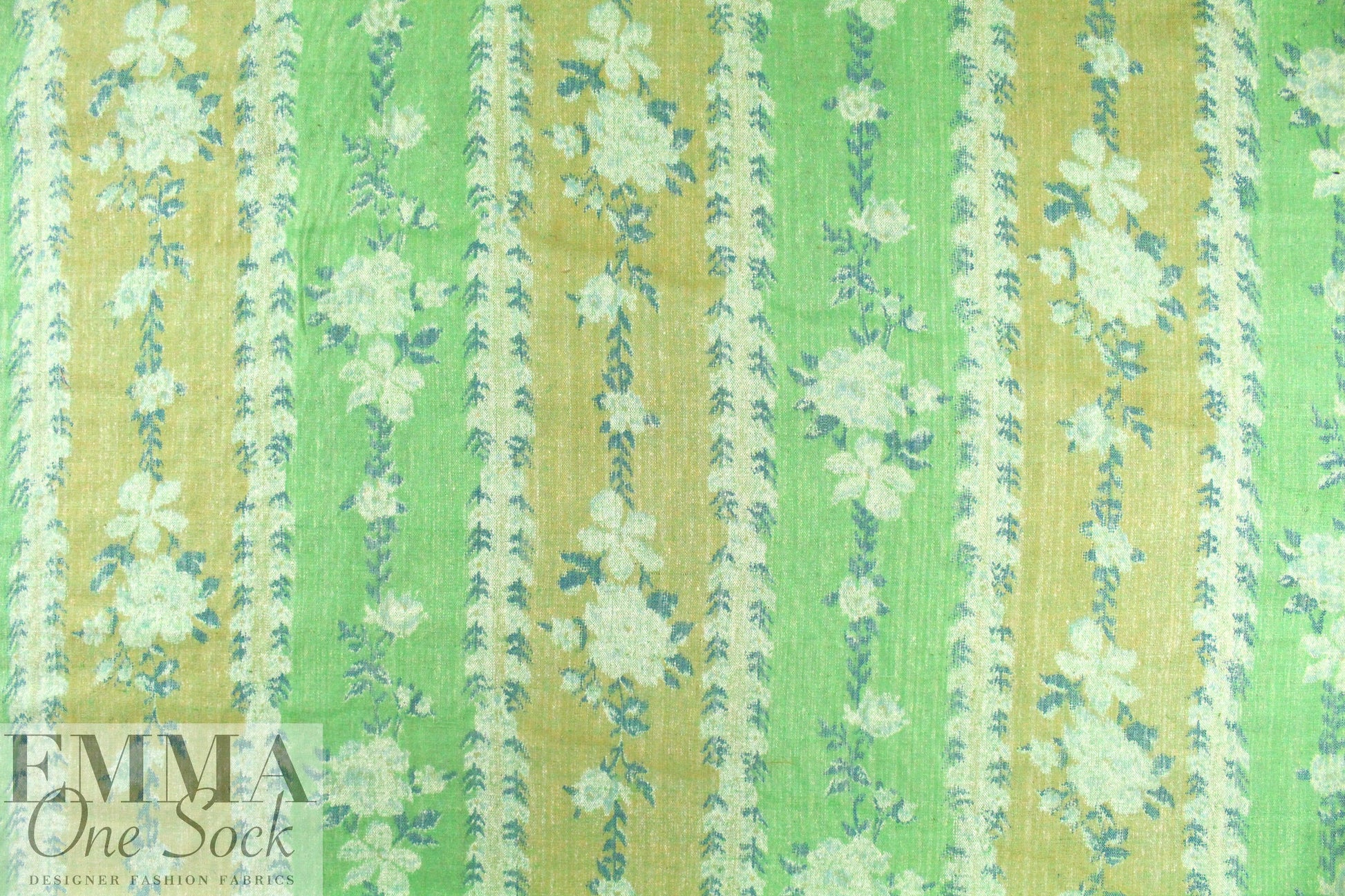NY designer decorative floral stripe silk tweed suiting 3 yd