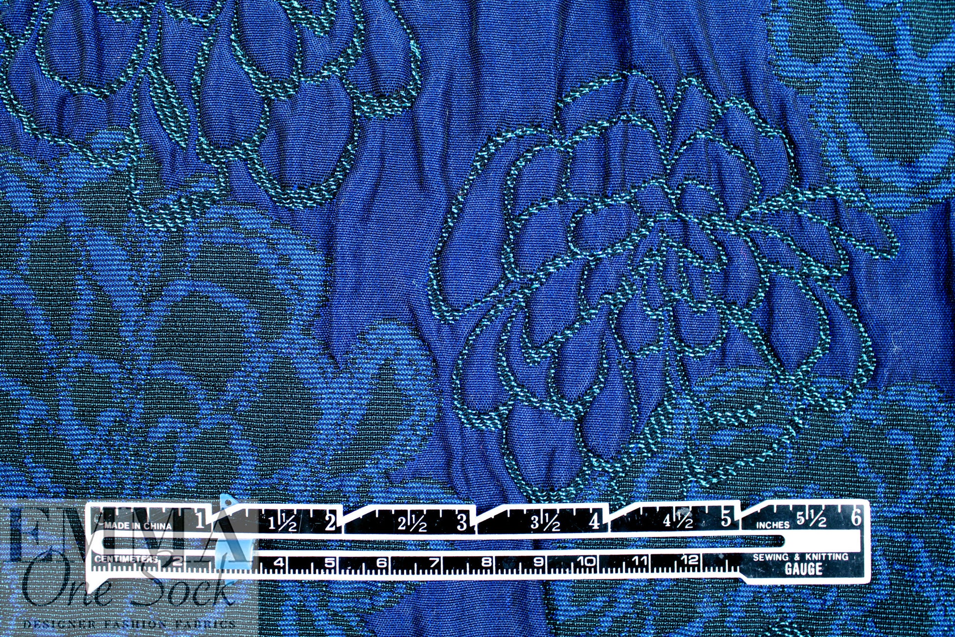 Italian dimensional floral brocade - shades of blue 1.875 yd