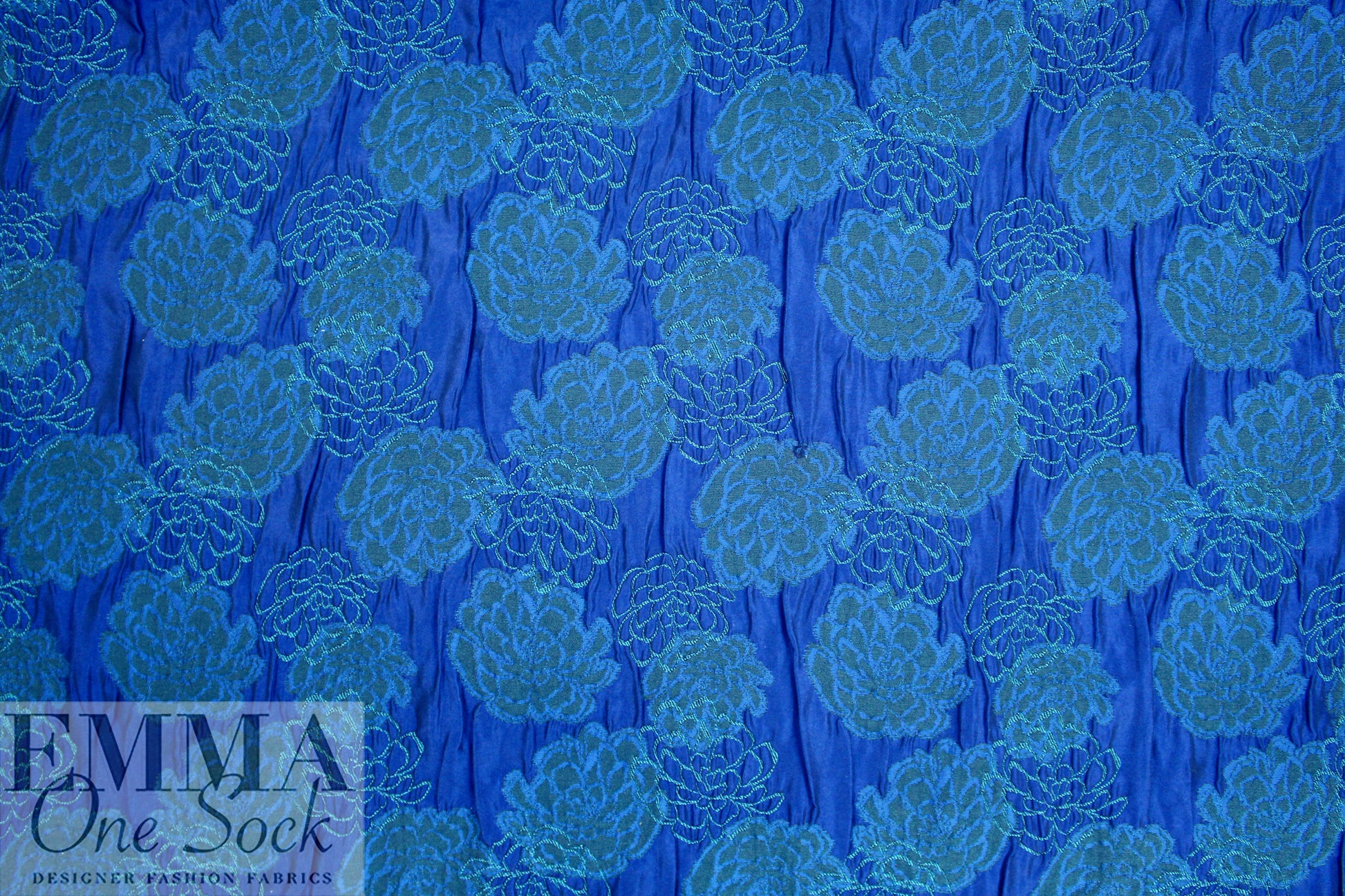 Italian dimensional floral brocade - shades of blue 1.875 yd