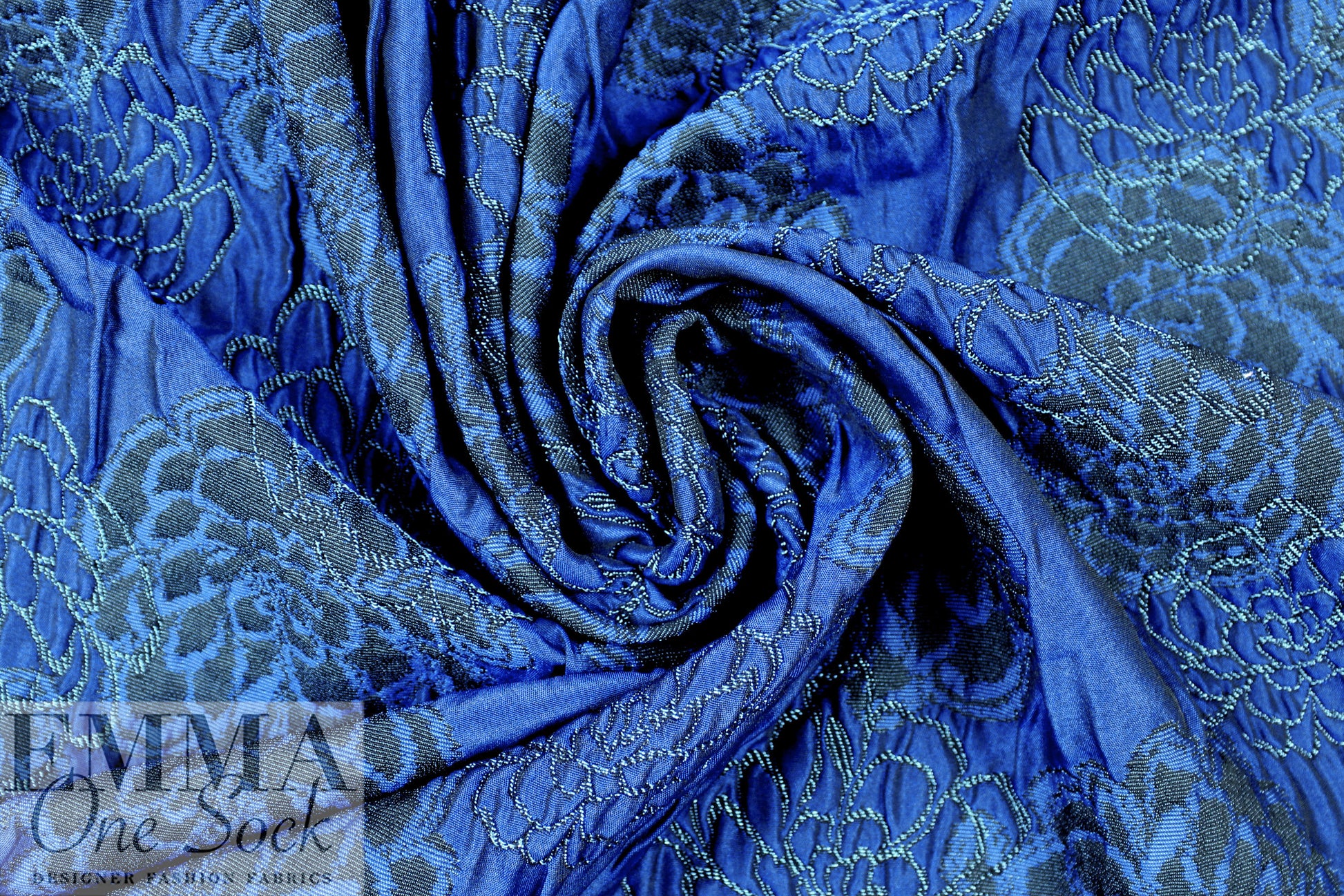 Italian dimensional floral brocade - shades of blue 1.875 yd