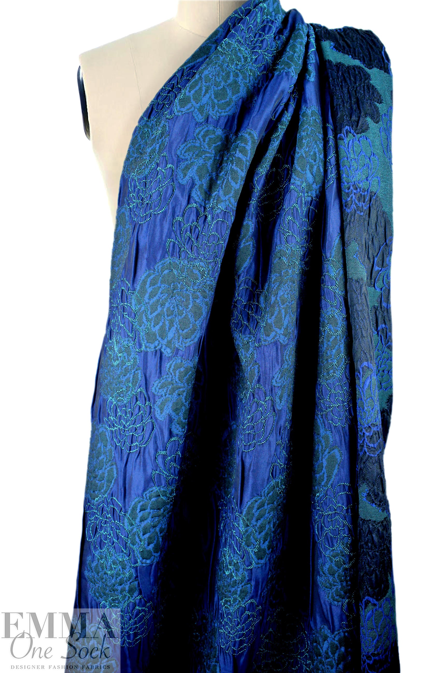 Italian dimensional floral brocade - shades of blue 1.875 yd