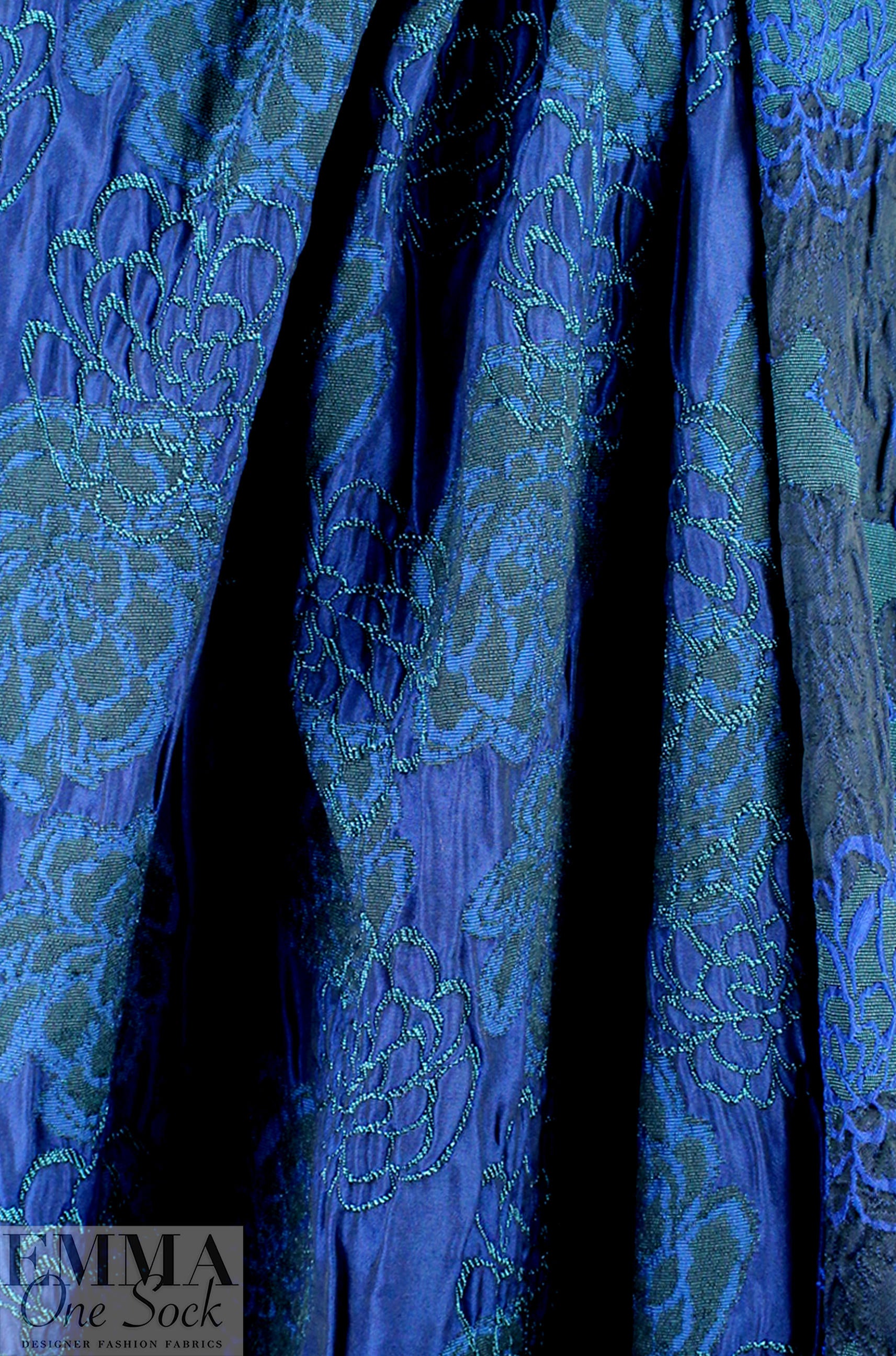 Italian dimensional floral brocade - shades of blue 1.875 yd