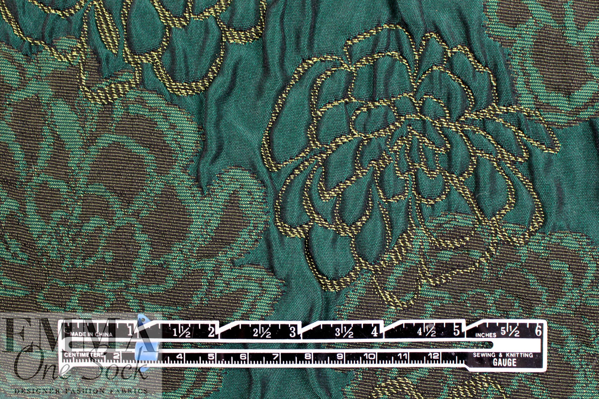 Italian dimensional floral brocade - shades of green 1.5 yds