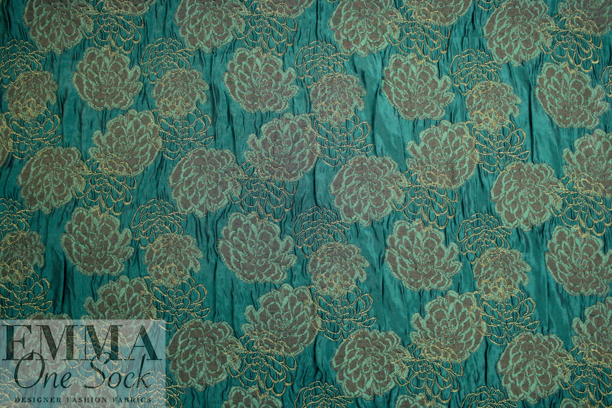 Italian dimensional floral brocade - shades of green 1 yard