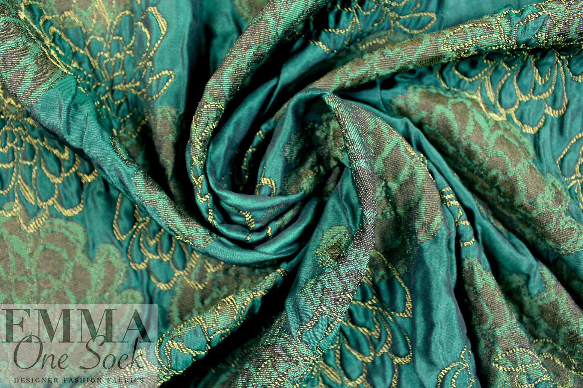 Italian dimensional floral brocade - shades of green 1 yard