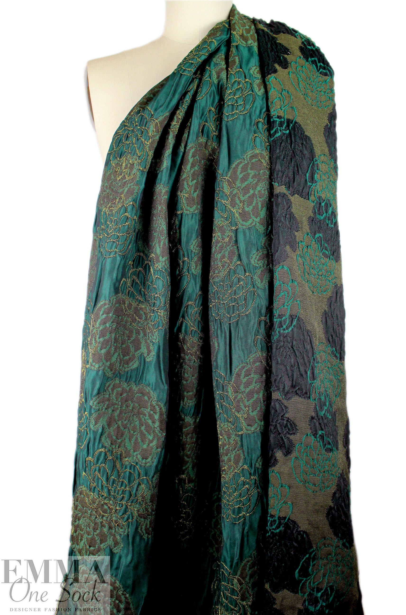 Italian dimensional floral brocade - shades of green 1 yard