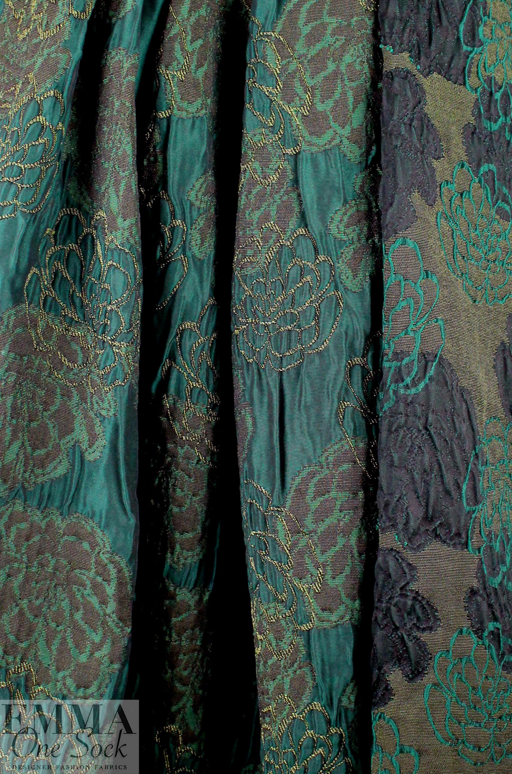 Italian dimensional floral brocade - shades of green 1 yard
