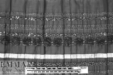 French jacquard weave skirt panel - black/silver 2 panel
