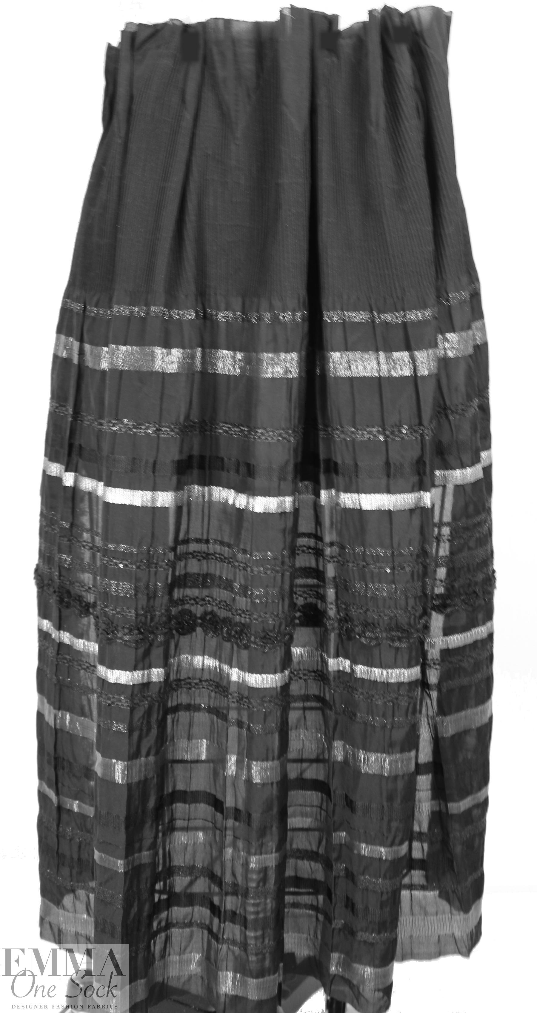 French jacquard weave skirt panel - black/silver