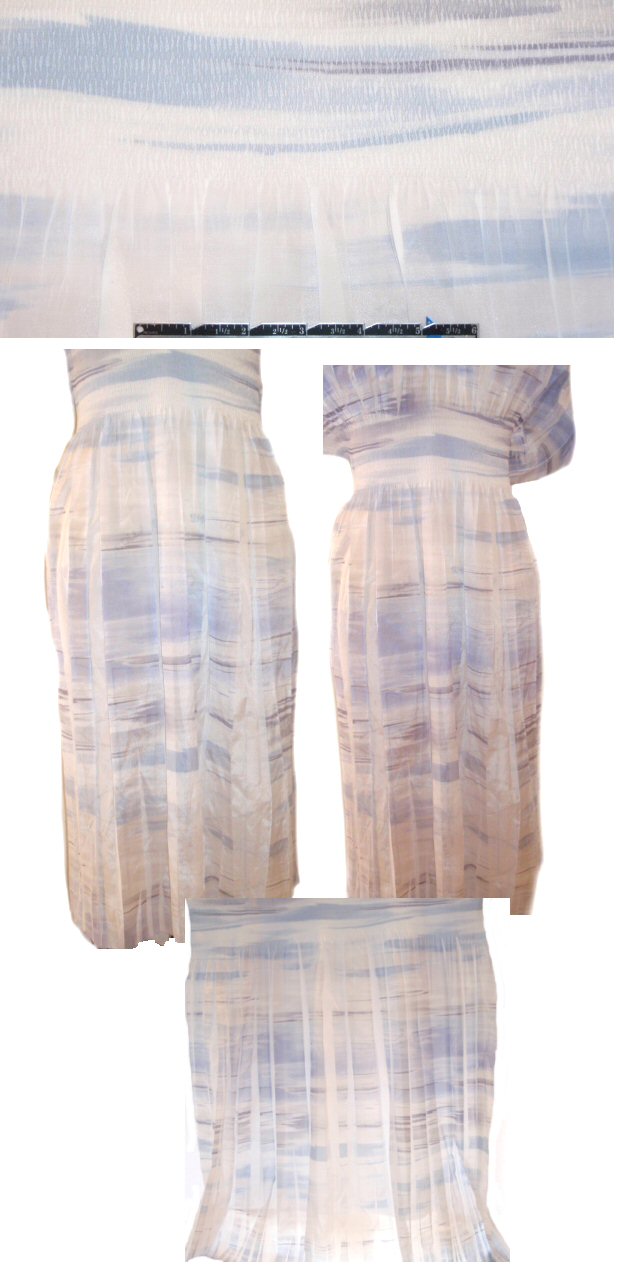 NY designer pleated skirt panel - blue vapor 2 yds