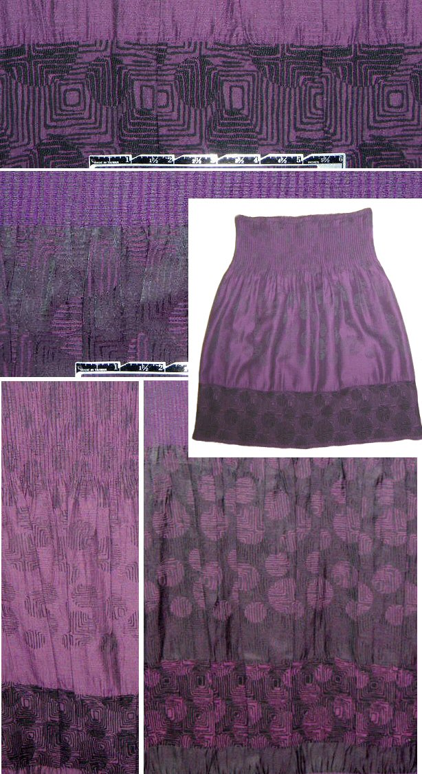 French jacquard weave skirt panel - purple/black