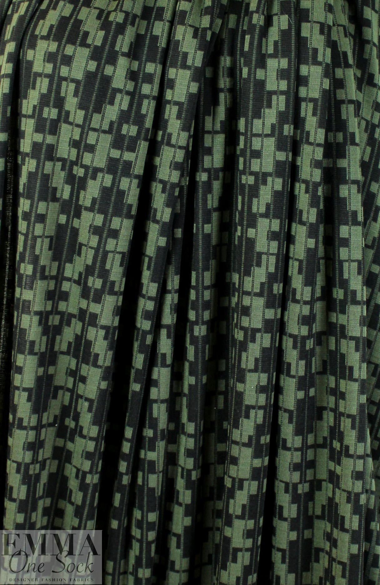NY designer slatted tetris sweater knit - black/loden